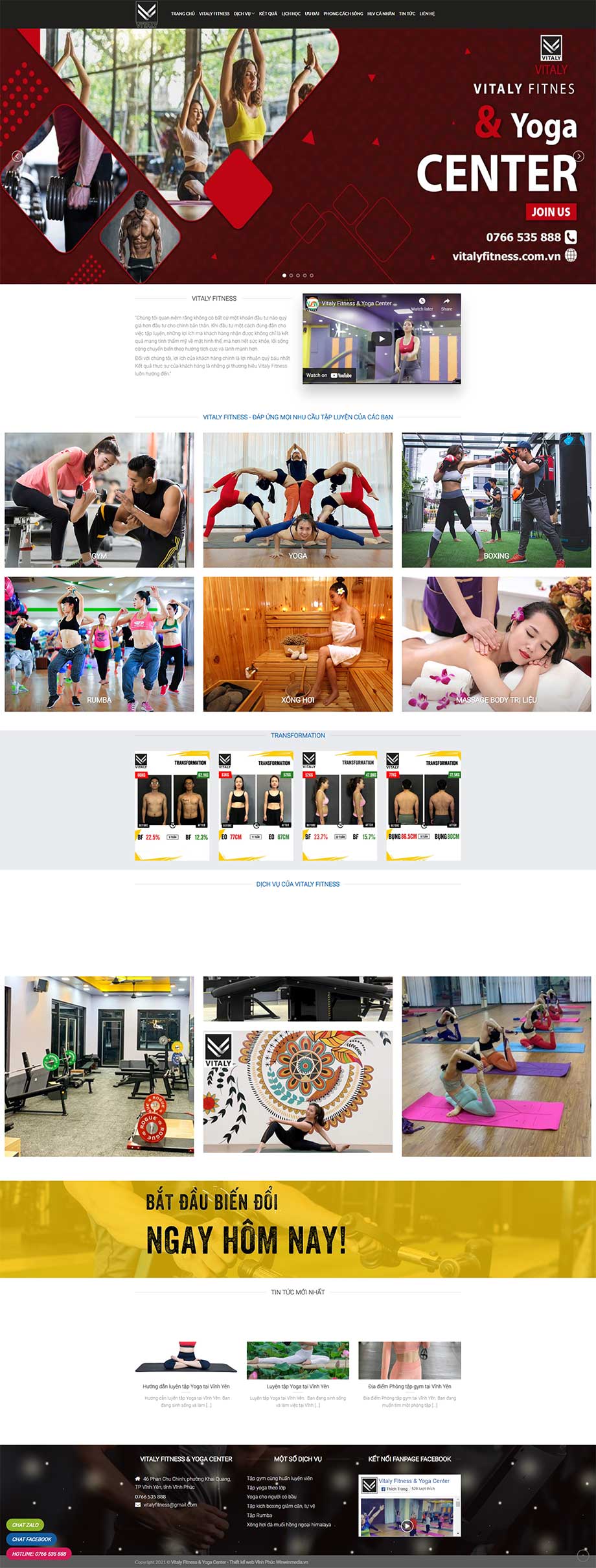 Thiết kế mẫu web Trung tâm Gym Vitaly Fitness & Yoga Center
