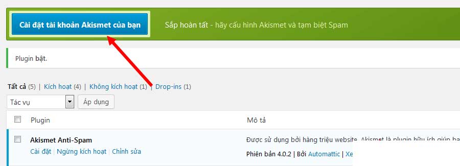 Cài đặt plugin Akismet chặn spam comment trên WordPress