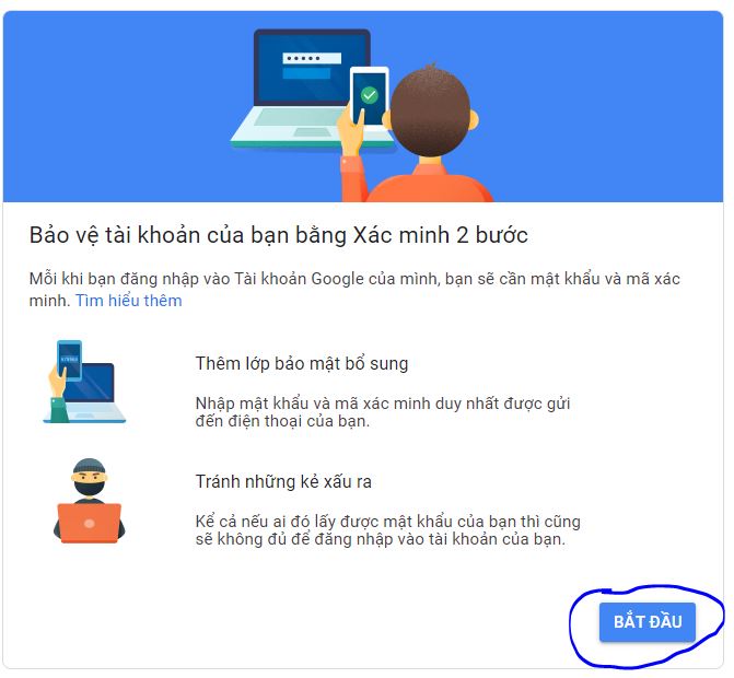 Xác minh 2 bước gmail