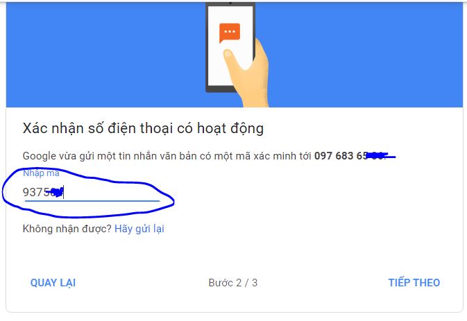 Xác minh 2 bước gmail