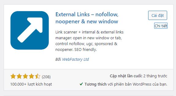 Tạo thẻ nofollow các liên kết ngoài với plugin WP External Links