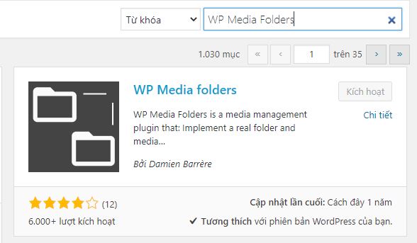 Quản lý file trên WordPress Plugin WP Media Folders