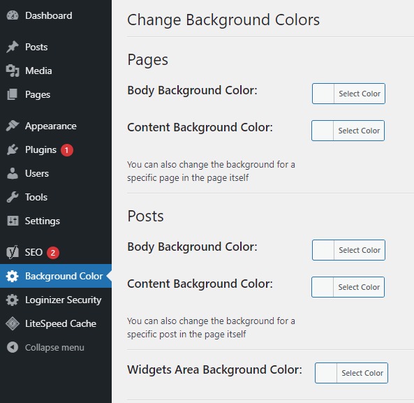 Plugin thay đổi màu nền của Pages, Posts, Widgets trong wordpress - Win Win  Media - Thiết Kế Website - Marketing Online