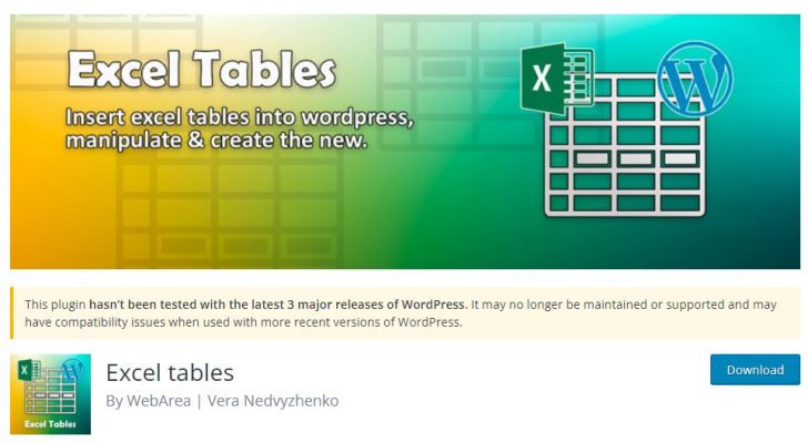 Plugin Excel tables Nhập bảng tính Excel vào web WordPress