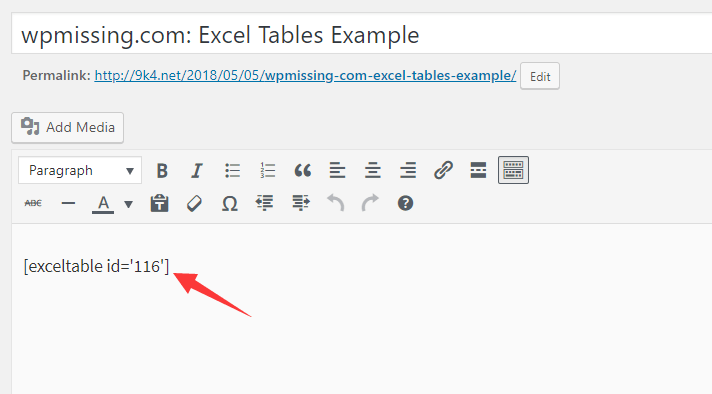 Nhập bảng tính Excel vào web WordPress