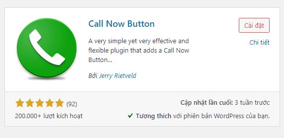 Tạo nút call now trong WordPress từ plugin Call Now Button