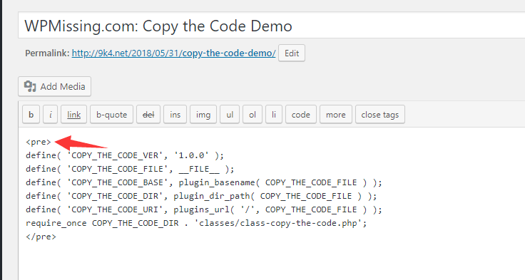 Copy the Code Pre Tag min
