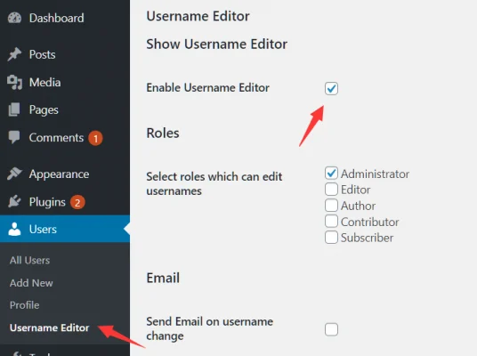 Username Editor Enable