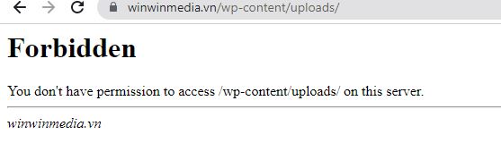 Lỗi 403 đã chặn khách truy cập xem thư mục uploads WordPress