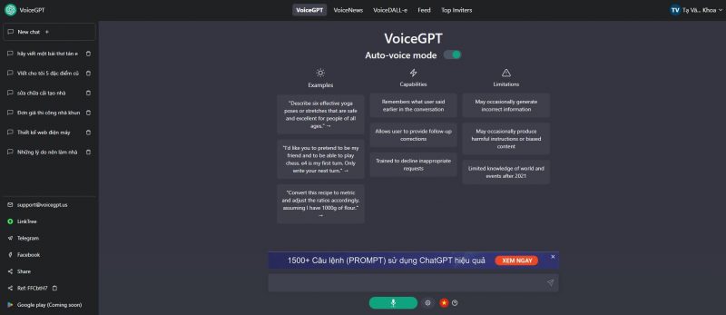 voicegpt.us Đăng ký trải nghiệm chat GPT