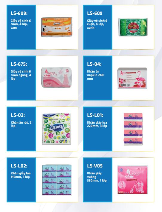 Thiết kế catalogue giới thiệu sản phẩm giấy ăn, giấy vệ sinh Lussy