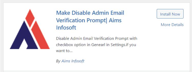 Make Disable Admin Email Verification Prompt.